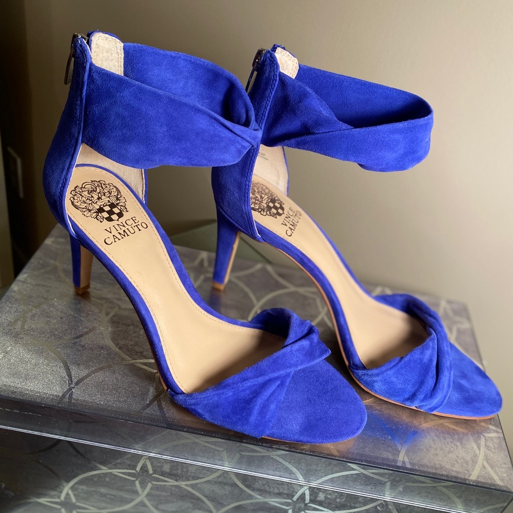 Vince Camuto electric blue suede heeled sandals